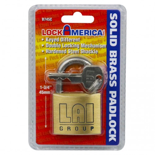 LAI Brass Lock - 45mm; 6/Box (RETAIL PKGD)