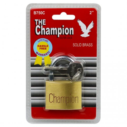 Champion Brass Lock - 50mm; 6/Box (RETAIL PKGD)
